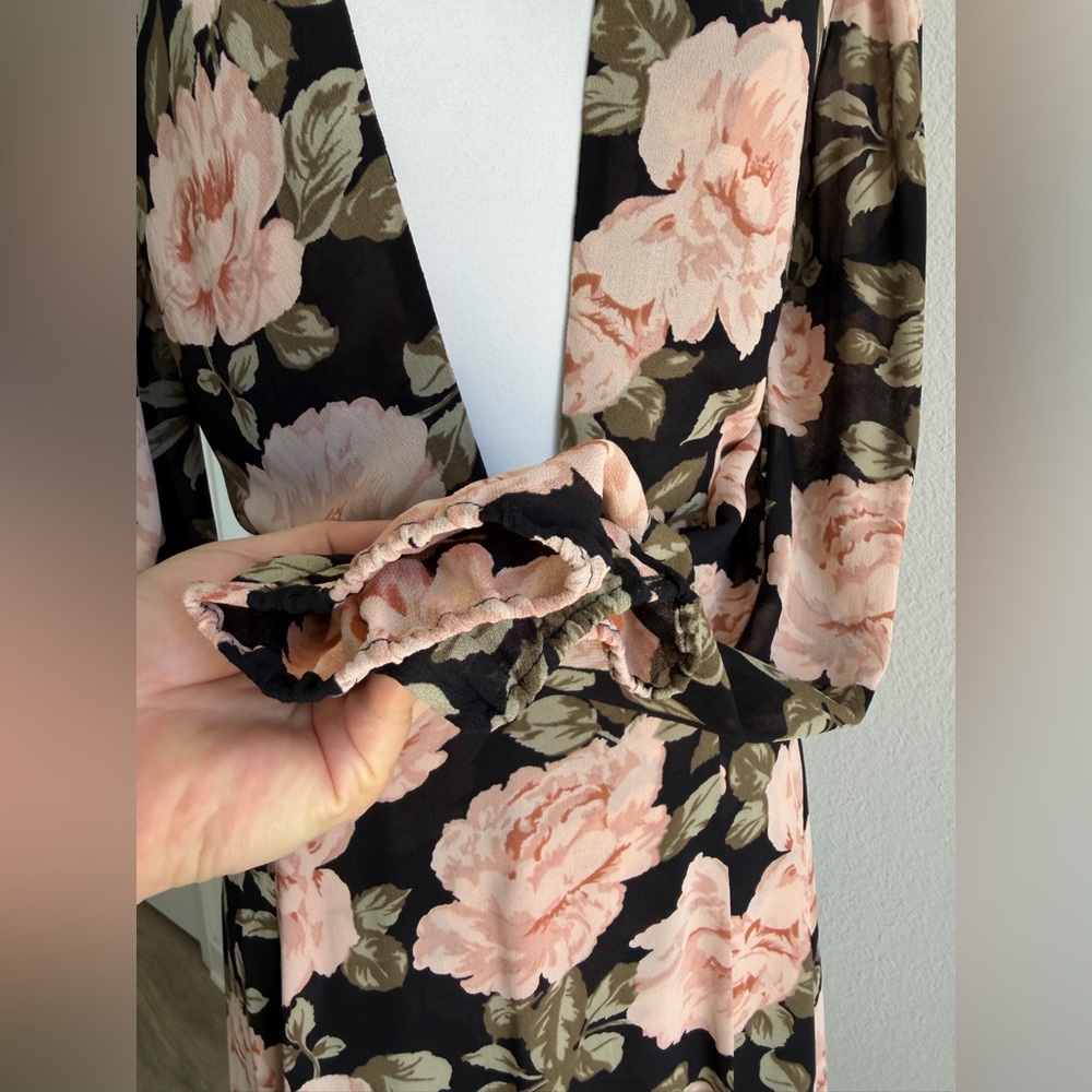 Reformation Black Maxi Dress with Pink Floral Print - Picture 5 of 11